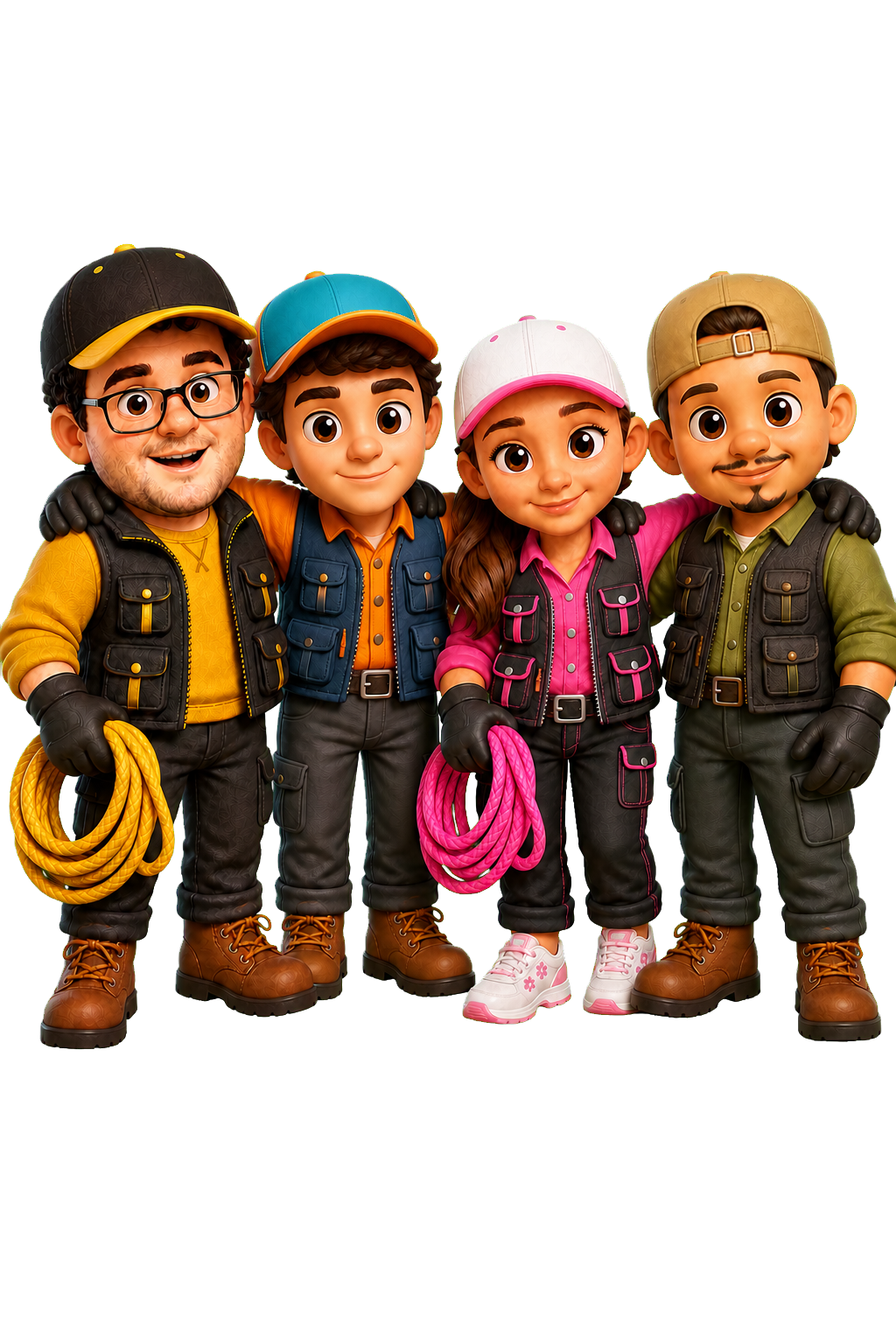 Tete, Aron, Crystal y Raul abrazados